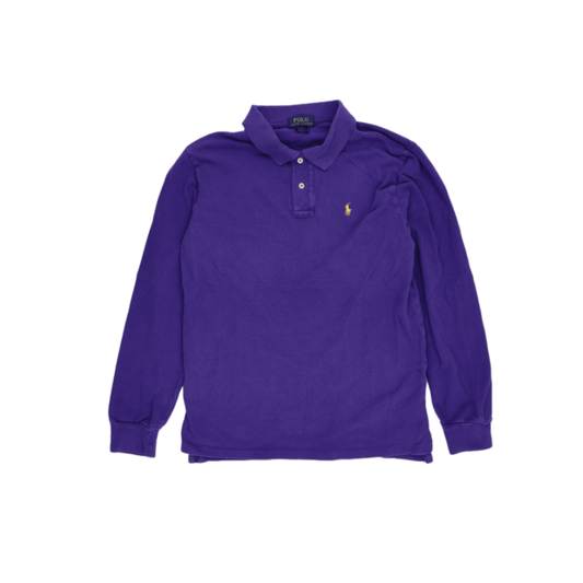Ralph Lauren Purple Long Sleeve Polo Shirt XL Cotton Vintage Mens