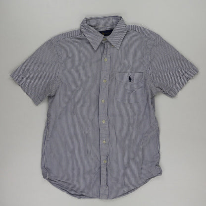 Ralph Lauren Men's Blue White Stripe Short Sleeve Cotton Shirt Size Small