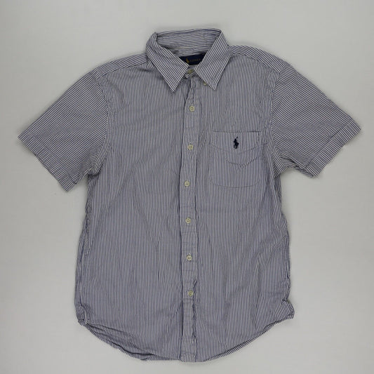 Ralph Lauren Men's Blue White Stripe Short Sleeve Cotton Shirt Size Small