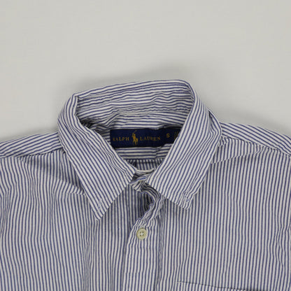 Ralph Lauren Men's Blue White Stripe Short Sleeve Cotton Shirt Size Small