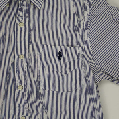 Ralph Lauren Men's Blue White Stripe Short Sleeve Cotton Shirt Size Small