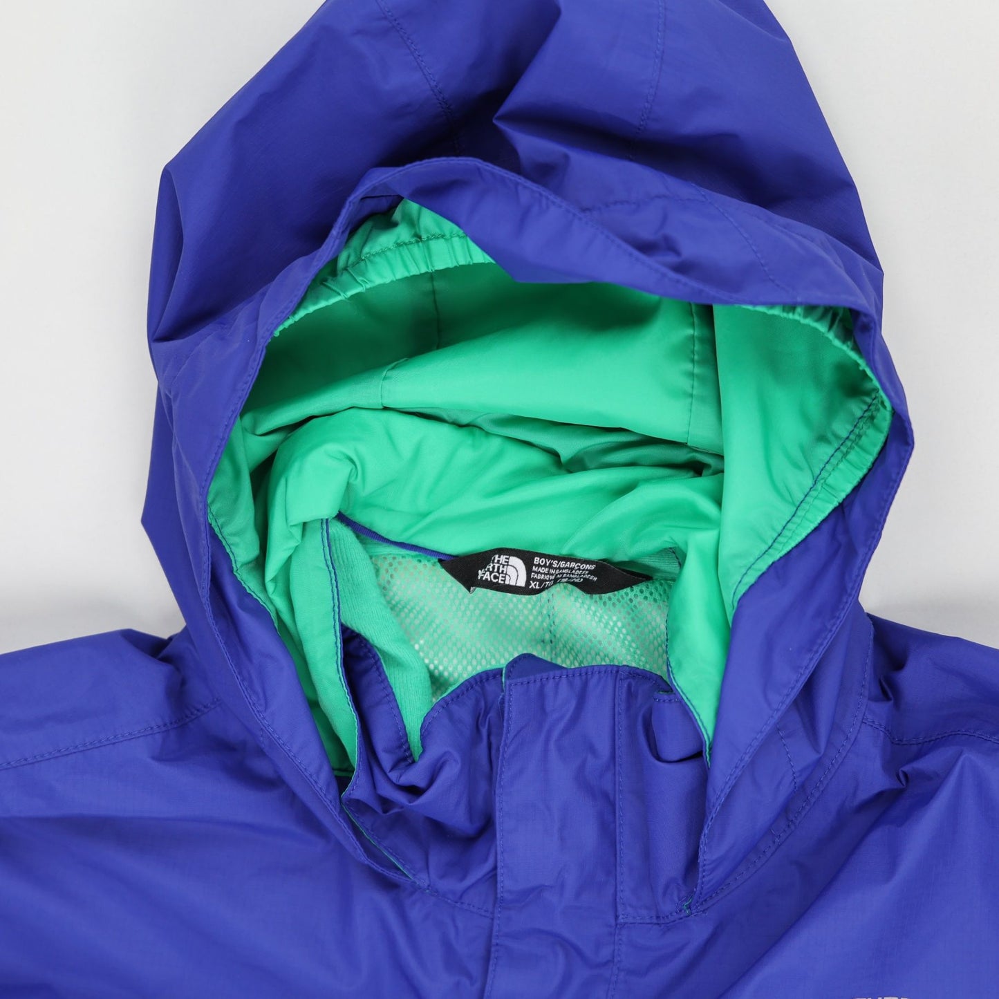 The North Face Boys XL Lightweight Blue Hooded Waterproof Jacket Synthetic Outdoor