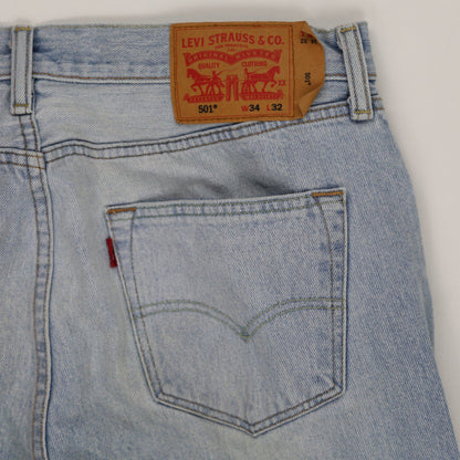 Levi's 501 Light Blue Denim Jeans W34 L32 Straight Fit Vintage Cotton