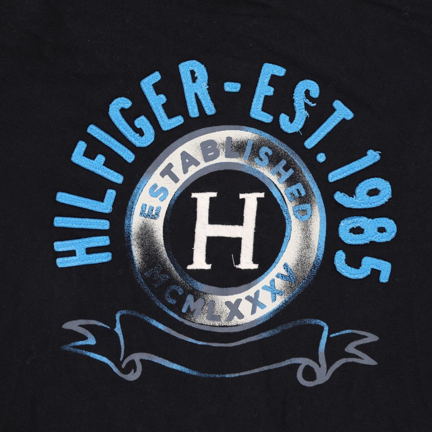 Tommy Hilfiger Men's Black Vintage Logo T-Shirt Large Cotton Crew Neck