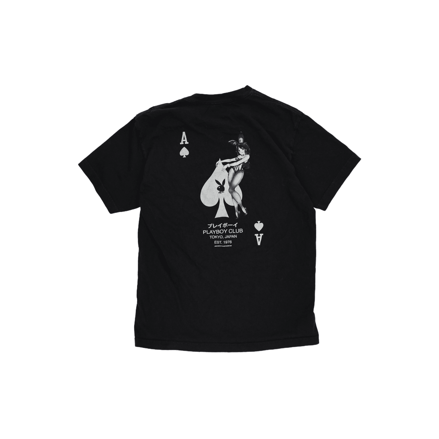 Playboy Club Tokyo Japan Black Graphic T-Shirt Mens Medium 100 Percent Cotton Crew Neck Vintage