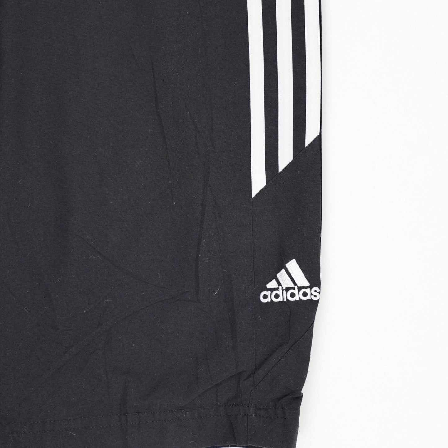 adidas Black Three-Stripe Logo Shorts for Men Large 32 cm Inseam Polyester Athletic