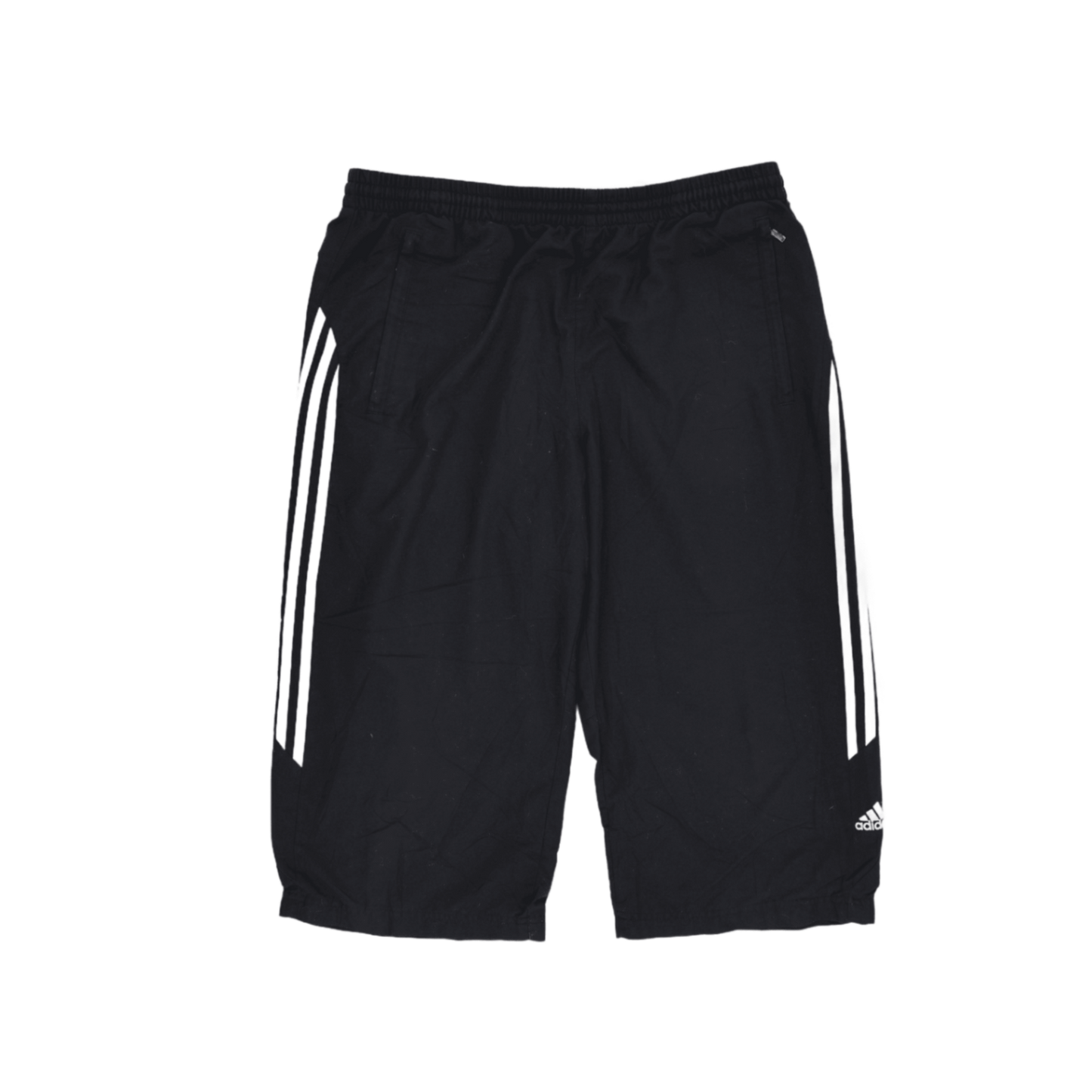 adidas Black Three-Stripe Logo Shorts for Men Large 32 cm Inseam Polyester Athletic