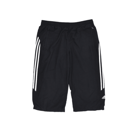 adidas Black Three-Stripe Logo Shorts for Men Large 32 cm Inseam Polyester Athletic