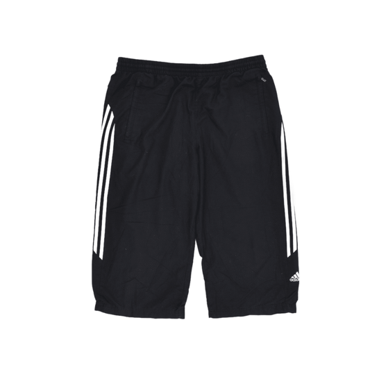 adidas Black Three-Stripe Logo Shorts for Men Large 32 cm Inseam Polyester Athletic