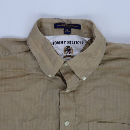 Tommy Hilfiger Vintage Beige Long Sleeve Shirt Size 16 100 Percent Cotton