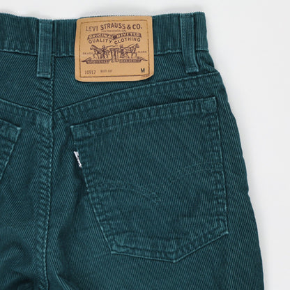 Levi's 517 Boot Cut Corduroy Jeans Teal Green Size M 27 Vintage Excellent Condition