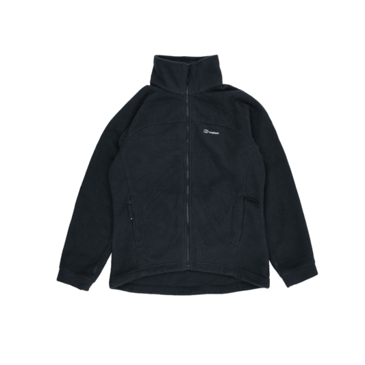Berghaus Women's Full Zip Black Fleece Jacket Size 12 Polyester Fleece High Collar Outdoor