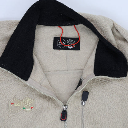 Fila Outdoor Fleece Jacket Beige Size L Mens High Neck Warm Insulating Soft
