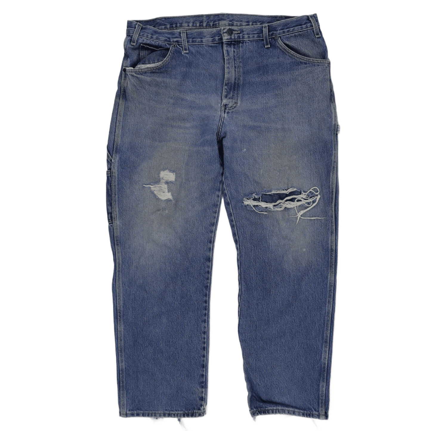 Dickies Distressed Denim Work Jeans Blue 38x30 Cotton Vintage Relaxed Fit