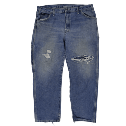 Dickies Distressed Denim Work Jeans Blue 38x30 Cotton Vintage Relaxed Fit