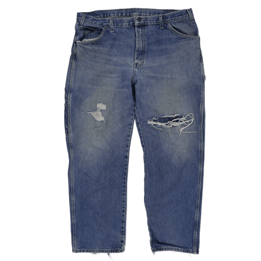 Dickies Distressed Denim Work Jeans Blue 38x30 Cotton Vintage Relaxed Fit