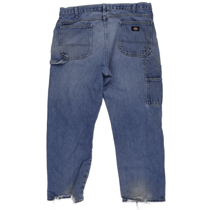 Dickies Distressed Denim Work Jeans Blue 38x30 Cotton Vintage Relaxed Fit