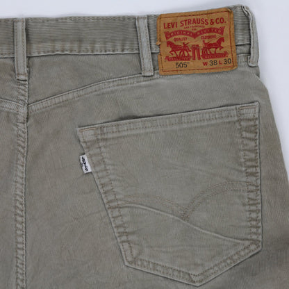 Levi's 505 Grey Corduroy Trousers W38 L30 Straight Leg Cotton