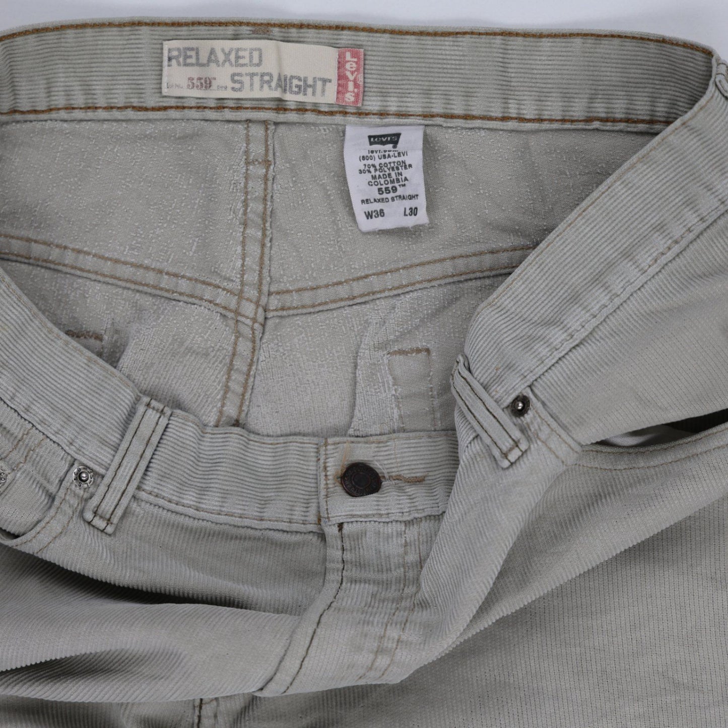 Levi's 569 Relaxed Straight Trousers Grey W36 L30 99 Cotton 1 Elastane
