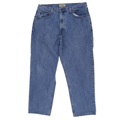 L.L. Bean Relaxed Fit Blue Denim Jeans 37x30 100 Cotton Mens Trousers