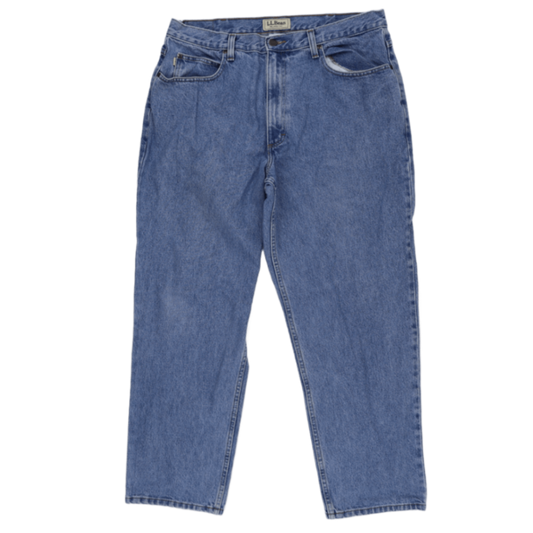 L.L. Bean Relaxed Fit Blue Denim Jeans 37x30 100 Cotton Mens Trousers