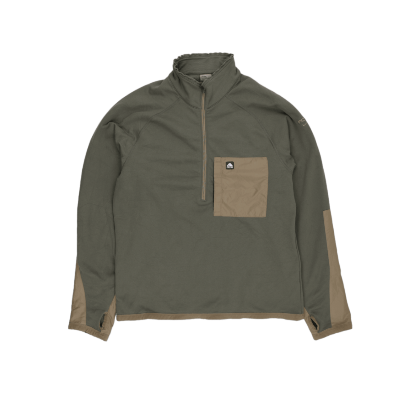 Nike ACG Olive Quarter Zip Pullover Fleece for Men Size Large Polyester