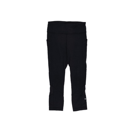 Lululemon Black High Waist Pocketed Crop Leggings Women's Size 6 Stretch Blend