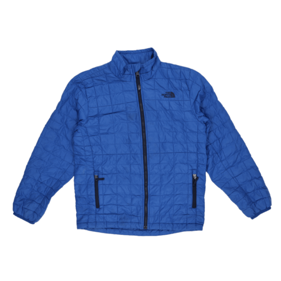 The North Face Blue Insulated Jacket Medium Polyester Stand Collar