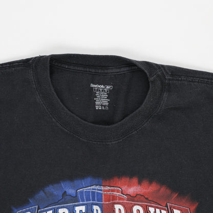 Reebok Vintage Super Bowl XLII T-Shirt Black Large Cotton Graphic Crew Neck