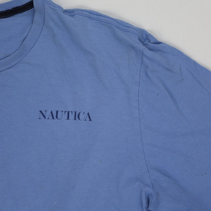 Nautica XL Blue Graphic Cotton T-Shirt Crew Neck Short Sleeve for Men