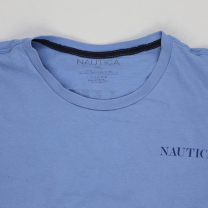 Nautica XL Blue Graphic Cotton T-Shirt Crew Neck Short Sleeve for Men