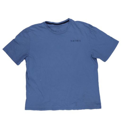 Nautica XL Blue Graphic Cotton T-Shirt Crew Neck Short Sleeve for Men