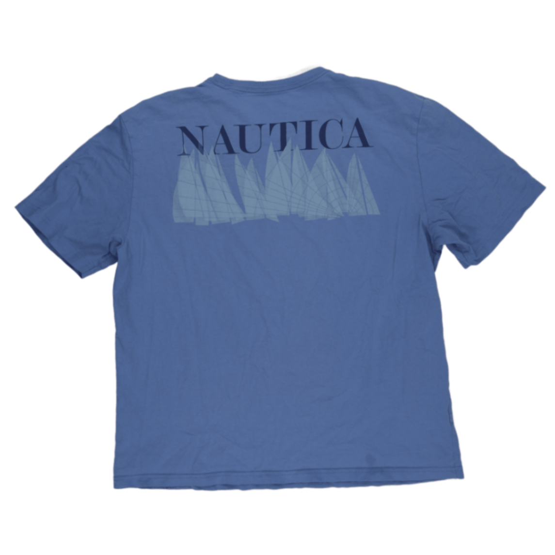 Nautica XL Blue Graphic Cotton T-Shirt Crew Neck Short Sleeve for Men