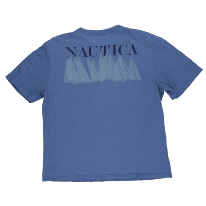 Nautica XL Blue Graphic Cotton T-Shirt Crew Neck Short Sleeve for Men