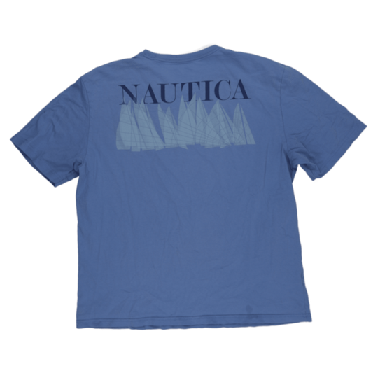 Nautica XL Blue Graphic Cotton T-Shirt Crew Neck Short Sleeve for Men