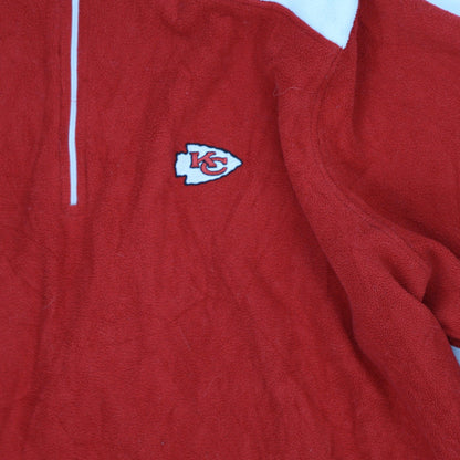 NFL Team Apparel Kansas City Chiefs Women's Red Quarter Zip Fleece Pullover Large
