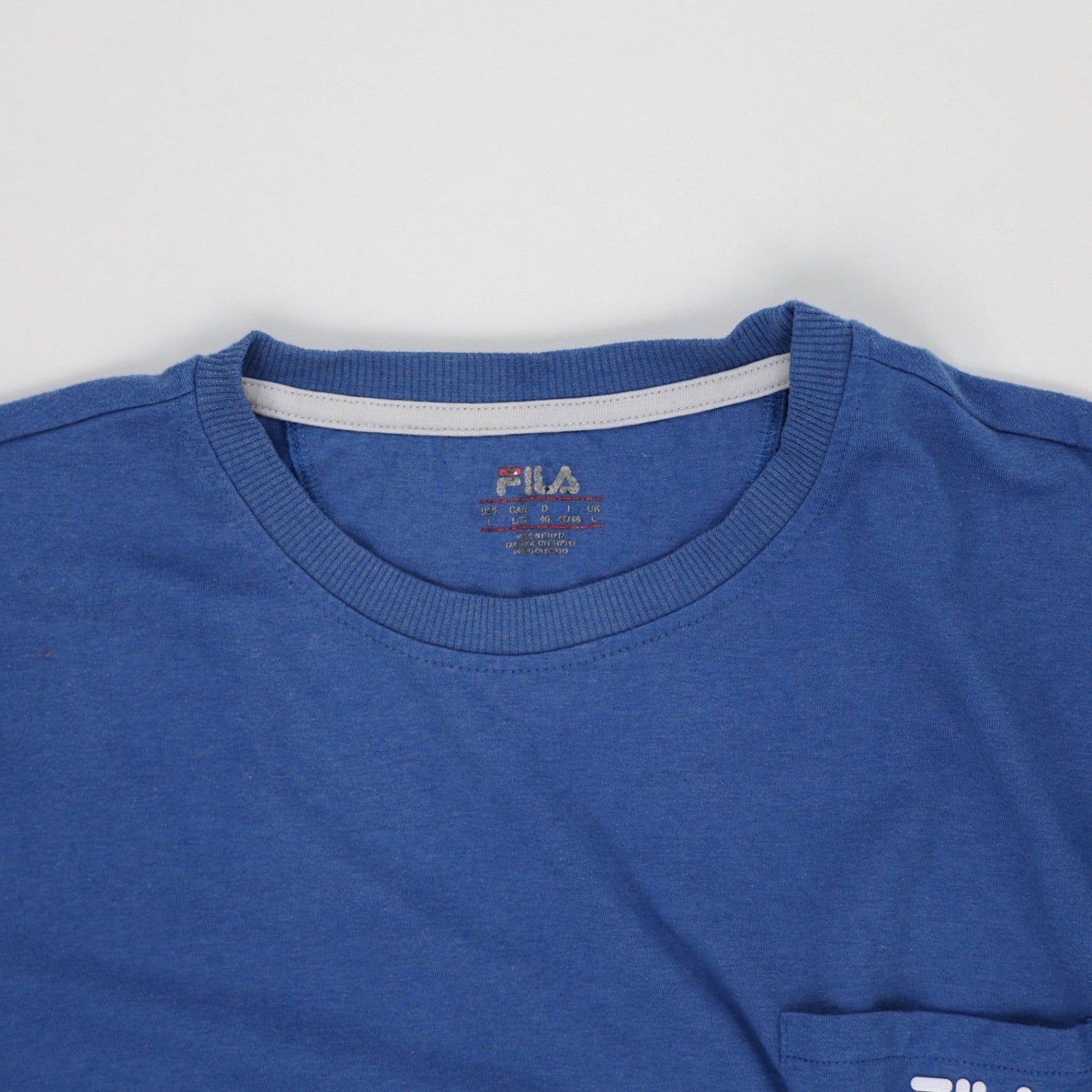 Fila Classic Blue Cotton T-Shirt for Men Size Medium Crew Neck Casual Style