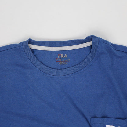 Fila Classic Blue Cotton T-Shirt for Men Size Medium Crew Neck Casual Style