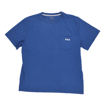 Fila Classic Blue Cotton T-Shirt for Men Size Medium Crew Neck Casual Style