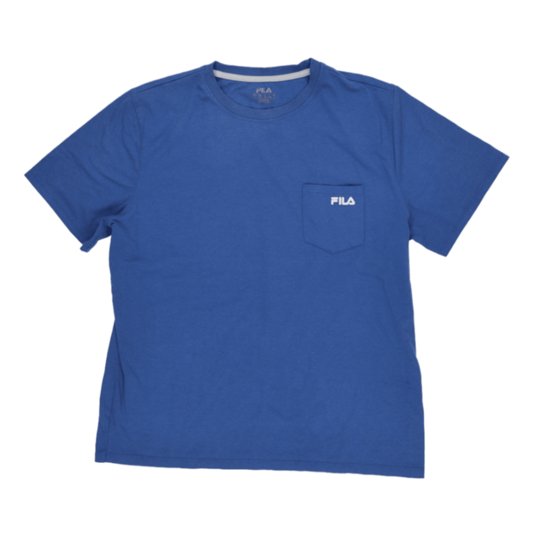 Fila Classic Blue Cotton T-Shirt for Men Size Medium Crew Neck Casual Style