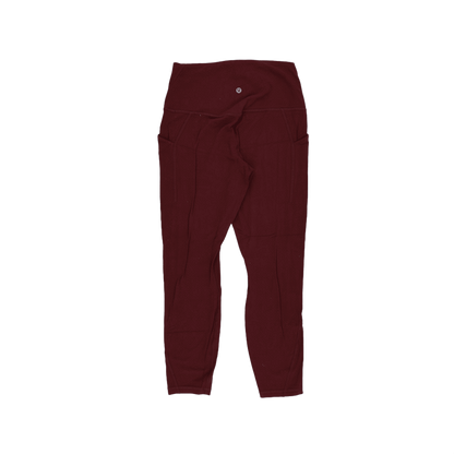 Lululemon High-Rise Burgundy Yoga Leggings Women Size 8 Stretch Synthetic 27 Inseam