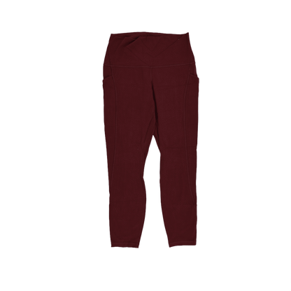 Lululemon High-Rise Burgundy Yoga Leggings Women Size 8 Stretch Synthetic 27 Inseam