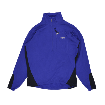Patagonia Men's Lightweight Fleece Pullover Blue Medium Polyester Blend High Neck Zip