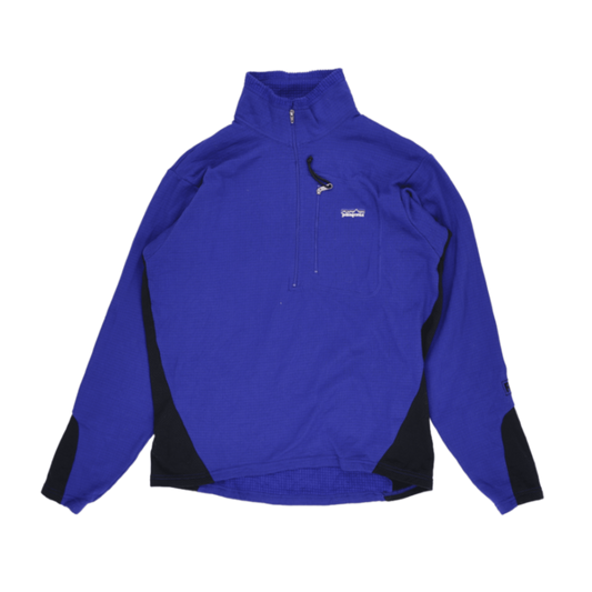 Patagonia Men's Lightweight Fleece Pullover Blue Medium Polyester Blend High Neck Zip