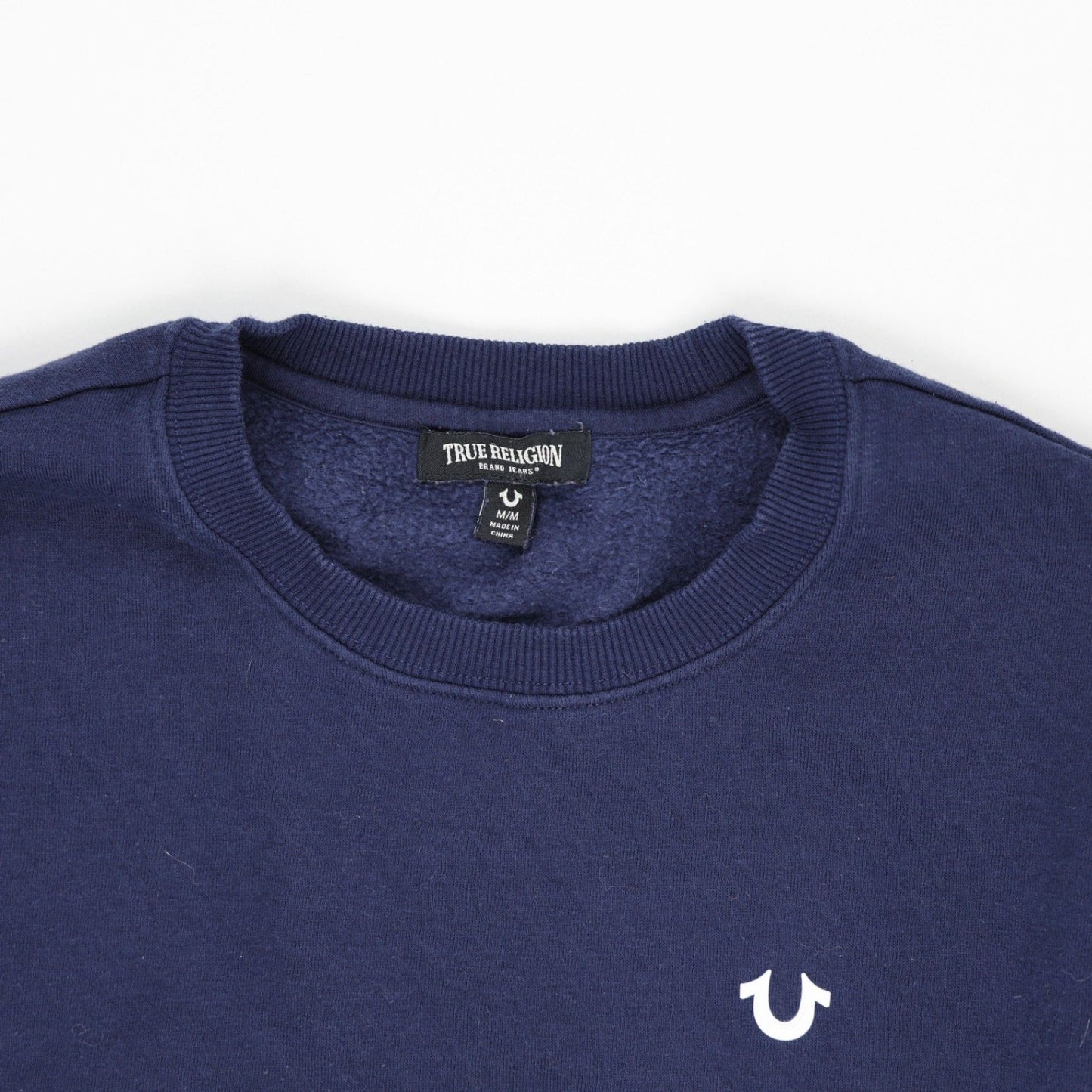 True Religion Navy Blue Classic Crew Sweatshirt Men's Medium Cotton Blend Pullover