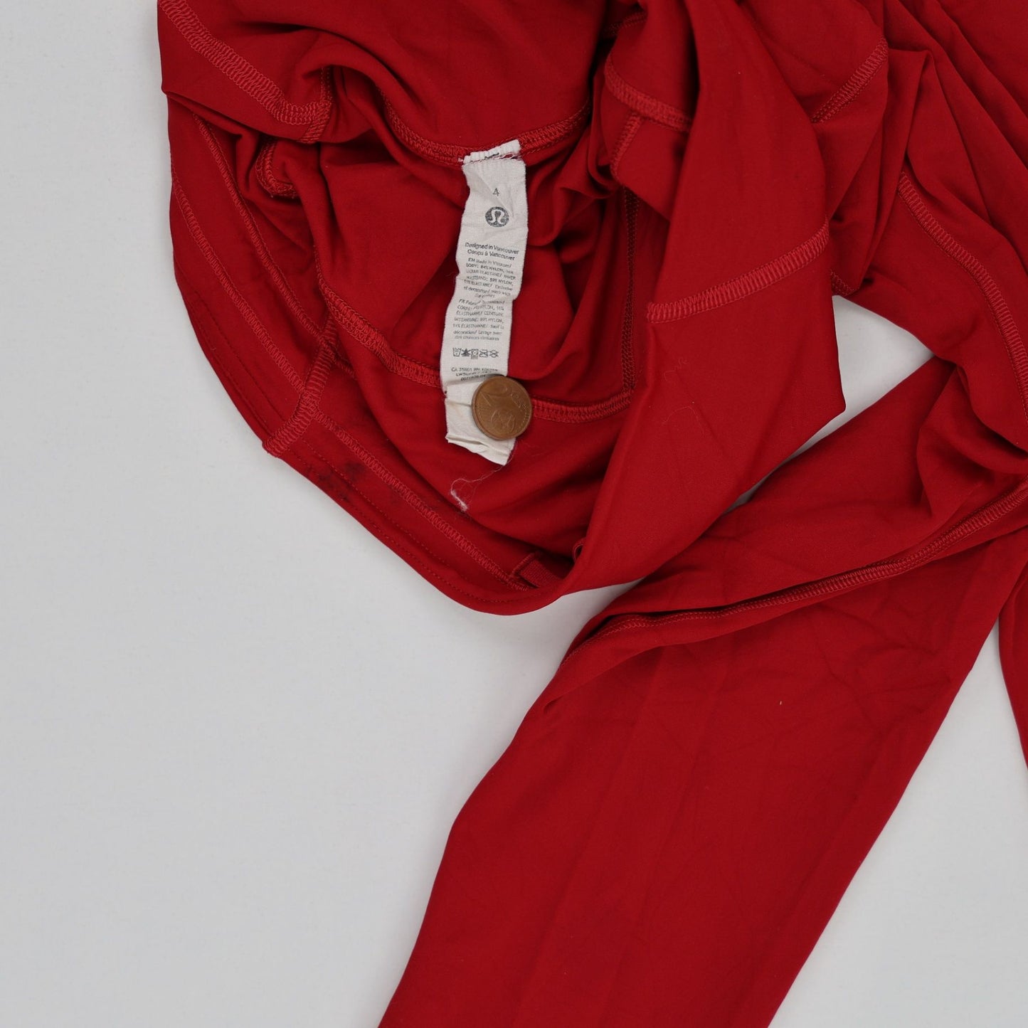 Lululemon Red High Waist Full Length Active Leggings Size 4 Nylon Blend