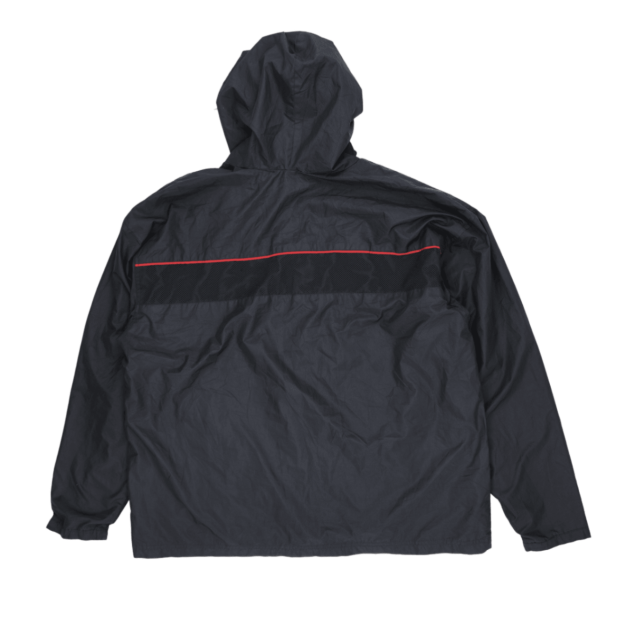 Starter Vintage Black Red Hooded Windbreaker Jacket Size Large 100% Polyester