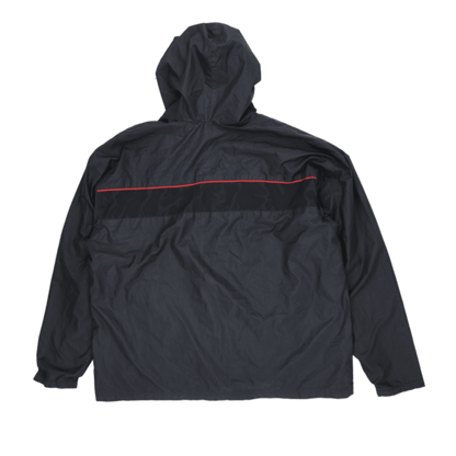Starter Vintage Black Red Hooded Windbreaker Jacket Size Large 100% Polyester