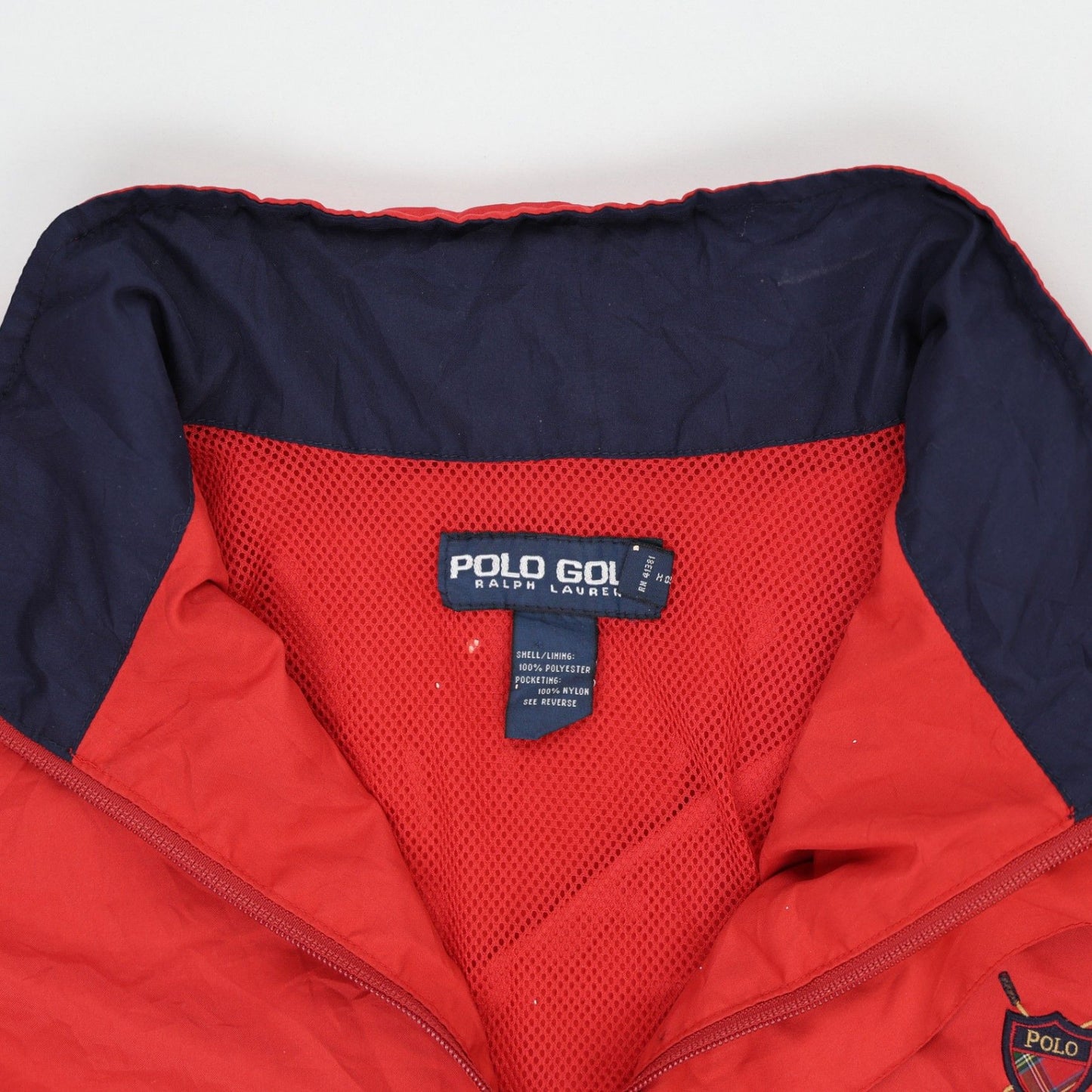 Polo Golf Ralph Lauren Vintage Red Pullover Windbreaker Jacket Medium Polyester Nylon Mesh High Neck