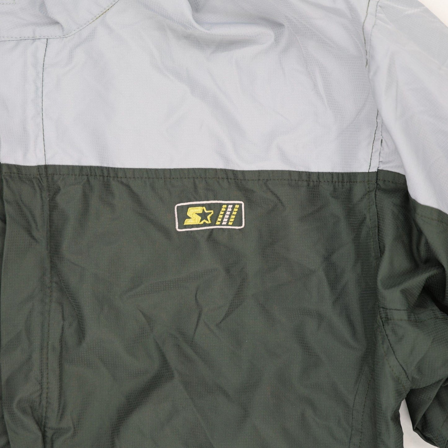 Starter Vintage Olive Grey Windbreaker Jacket Size Large 100% Polyester